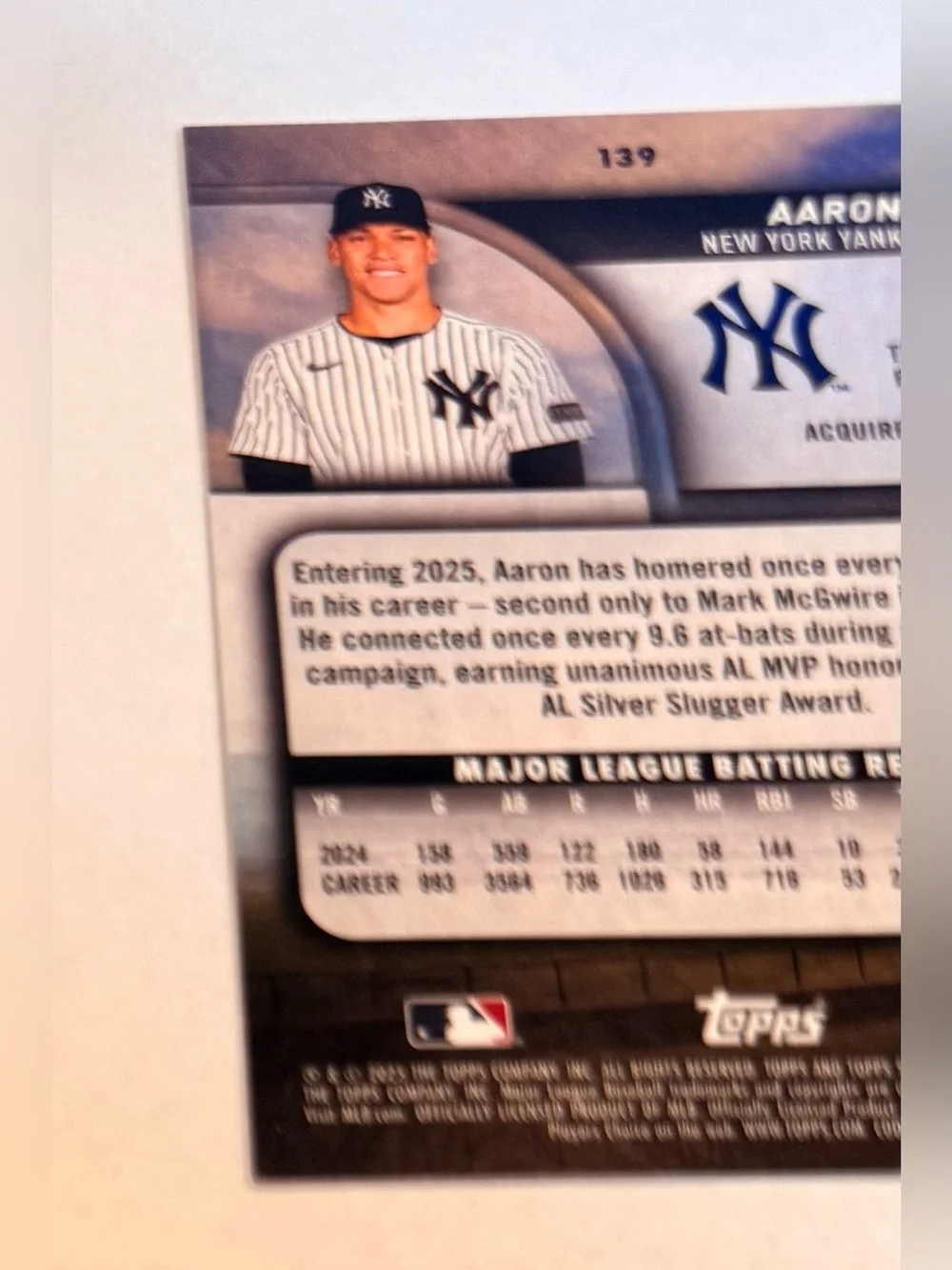 2025 Topps Stadium Club # 139 Aaron Judge Baseball Card - NY- Yankees / Outfield